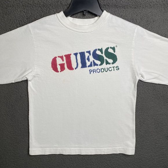 GUESS JEANS USA T-Shirt White Long Sleeve Womens Small Classic Spellout Logo - Picture 4 of 16